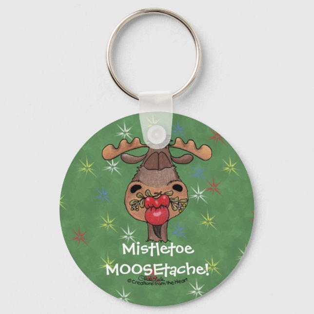 Mistletoe MOOSEtache Keychain (Front)