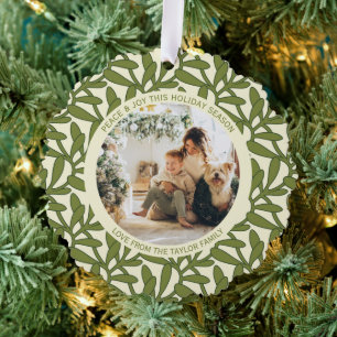 Mistletoe Photo and Text Personalized Christmas Ornament Card