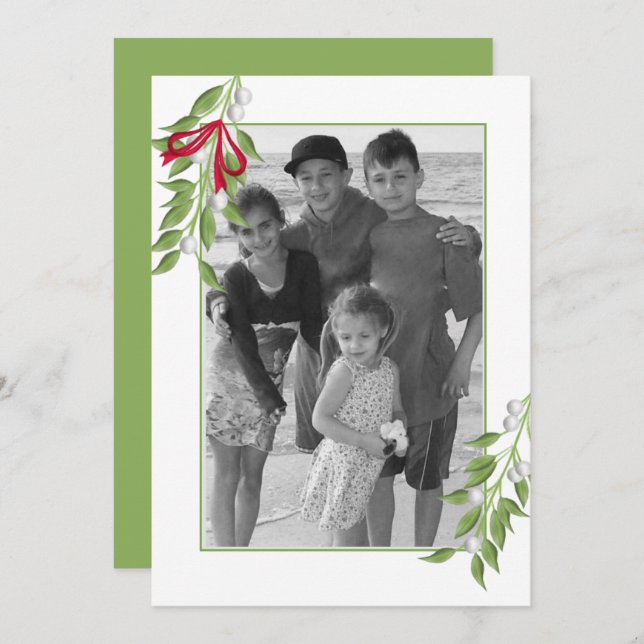 Mistletoe Photo Greeting Card (Front/Back)