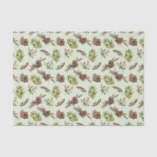 Mistletoe Pine Green Leaves Christmas Winter Tissue Paper