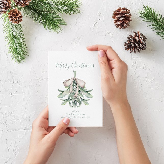 Mistletoe Posy Christmas Holiday Card (Mistletoe posy Christmas card)