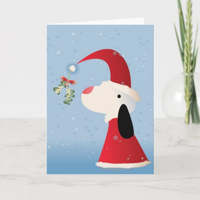 Mistletoe Pup Holiday Card (Front)
