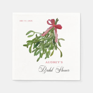 Mistletoe Red Bow Christmas Bridal Shower  Napkin