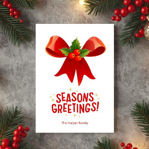 Mistletoe Ribbon Seasons Greetings Card