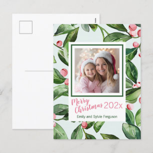 Mistletoe rose Joyeux Noël Carte postale