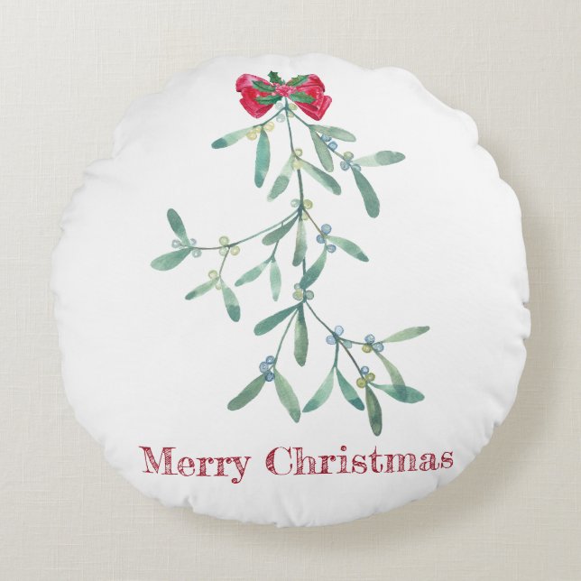 Mistletoe Round Pillow (Front)