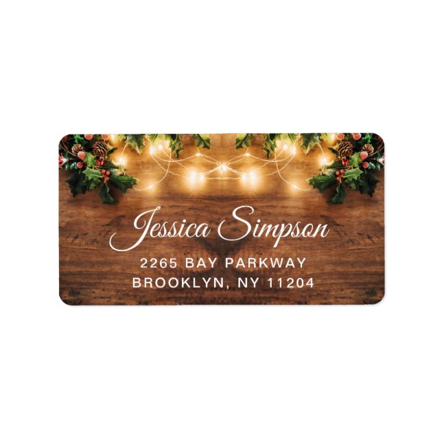 Mistletoe Rustic Holiday Return Address Label (Front)
