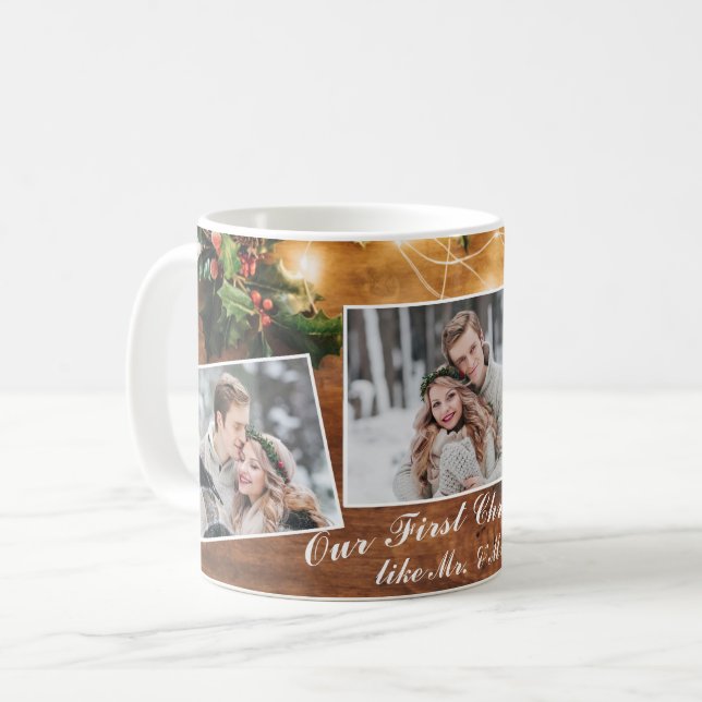 Mistletoe Rustic Wood Christmas Holidays Coffee Mug (Front Left)