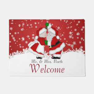Mistletoe Santa Christmas Doormat
