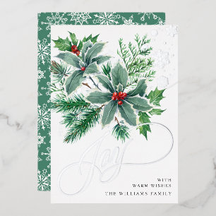Mistletoe Sparkle Christmas Greeting Silver Foil Holiday Card