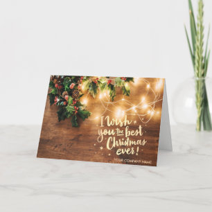 Mistletoe,String Lights,Wood I Wish You The Best Holiday Card