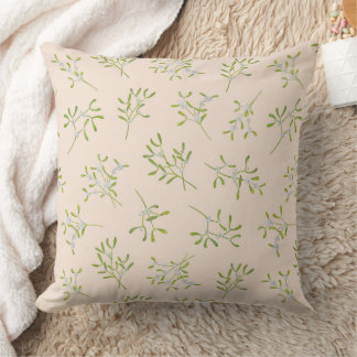 Mistletoe Stripes Eggnog Green Throw Pillow