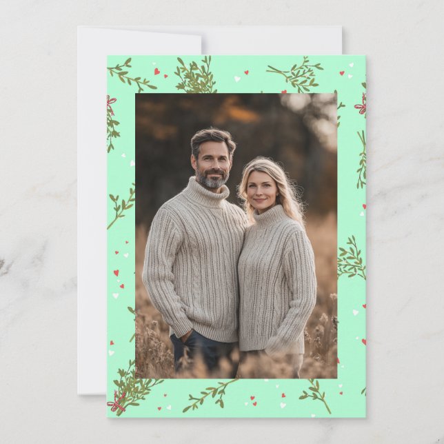 Mistletoe Sweet Botanical Christmas Custom Photo Holiday Card (Front)