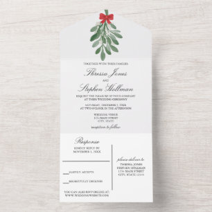Mistletoe Wedding All In One Invitation
