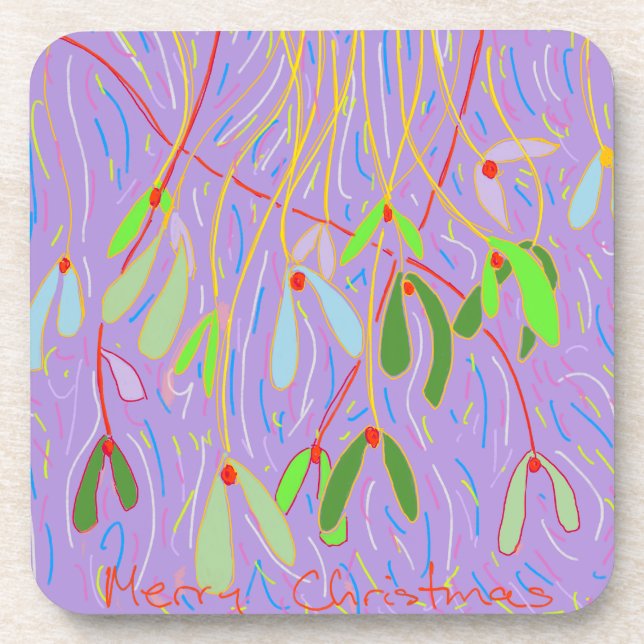 Mistletoe Whimsical, Lilac Coaster (Front)