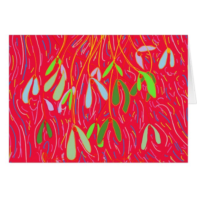 Mistletoe Whimsical, Red (Front Horizontal)