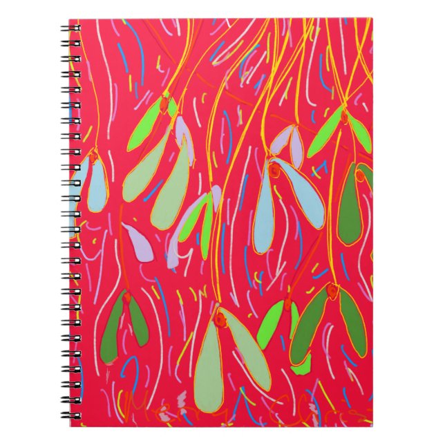 Mistletoe Whimsical, Red Notebook (Front)