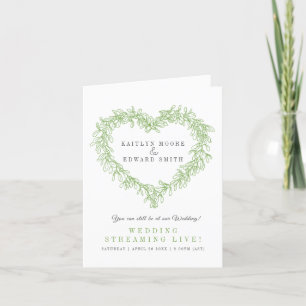 Mistletoe winter wedding green white live stream announcement