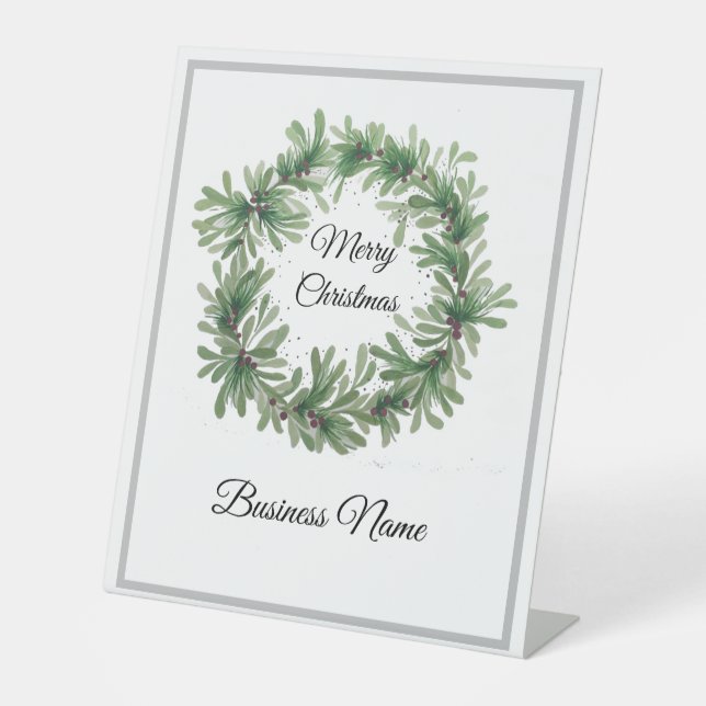 Mistletoe Wreath Pedestal Sign (Front)
