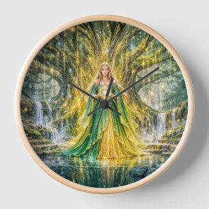 Mistress Beneath the World Tree Enchanted Fantasy Clock
