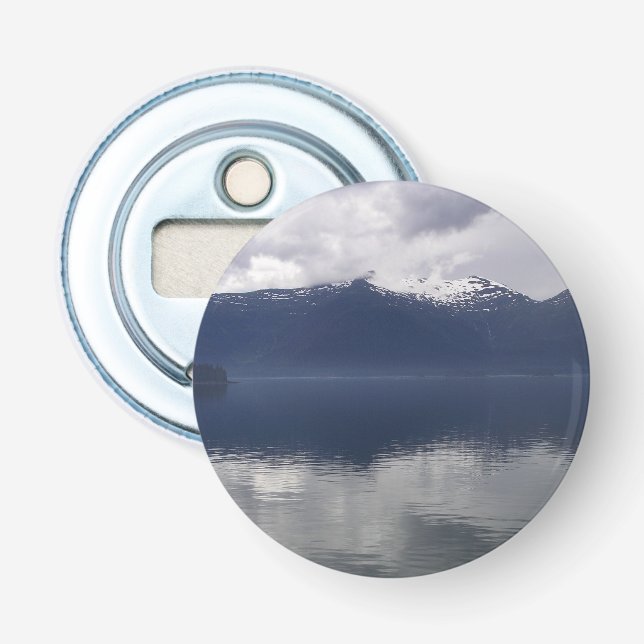 Misty Alaskan Sea in Shades of Blue Bottle Opener (Front)