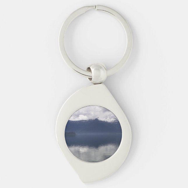 Misty Alaskan Sea in Shades of Blue Keychain (Front)