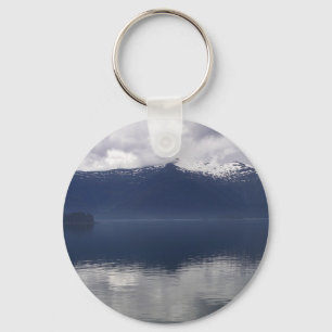 Misty Alaskan Sea in Shades of Blue Keychain