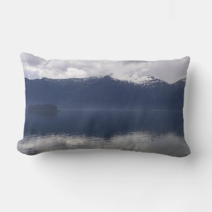Misty Alaskan Sea in Shades of Blue Lumbar Pillow
