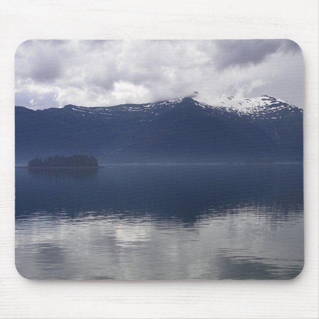 Misty Alaskan Sea in Shades of Blue Mouse Pad (Front)