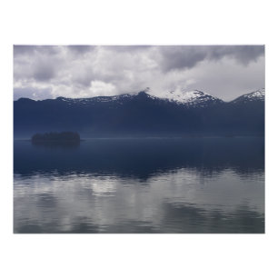 Misty Alaskan Sea in Shades of Blue Poster