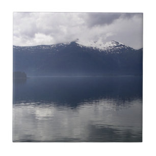 Misty Alaskan Sea in Shades of Blue Tile