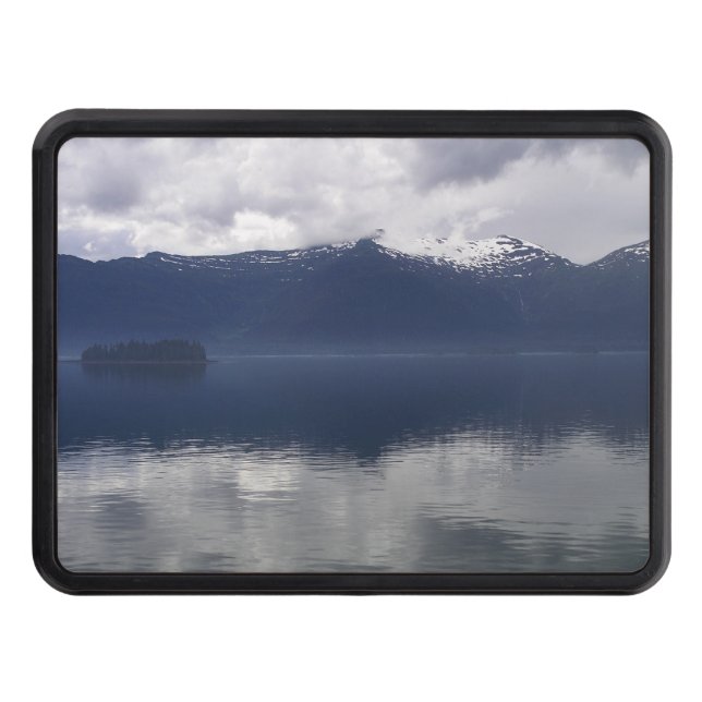 Misty Alaskan Sea in Shades of Blue Trailer Hitch Cover (Front)