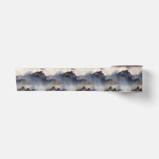 Misty Asian Style Landscape Pattern Satin Ribbon (Front)