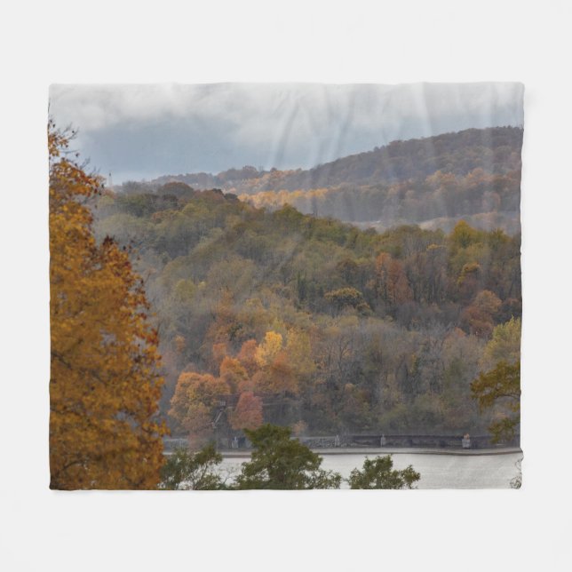 Misty Autumn Fleece Blanket (Front (Horizontal))