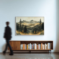 Misty Autumn Forest - Zen Nature Wall Art Print