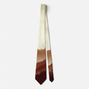 Misty Autumn Forested Mountains Tie