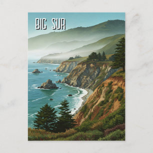 Misty Big Sur California Travel Postcard