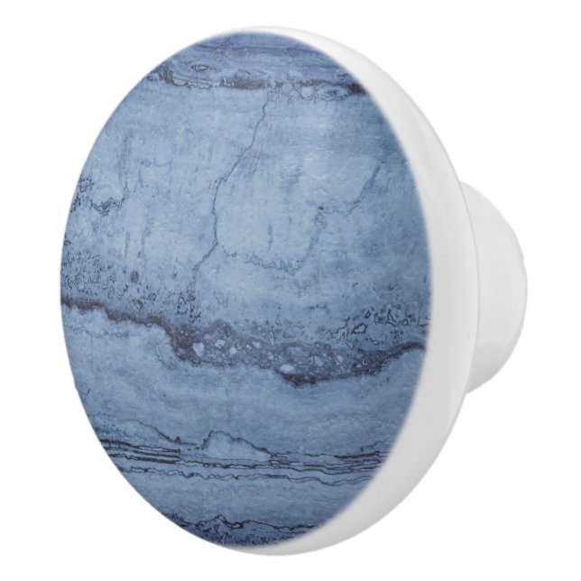 Misty Blue abstract Granite marble pattern  Ceramic Knob (Right)