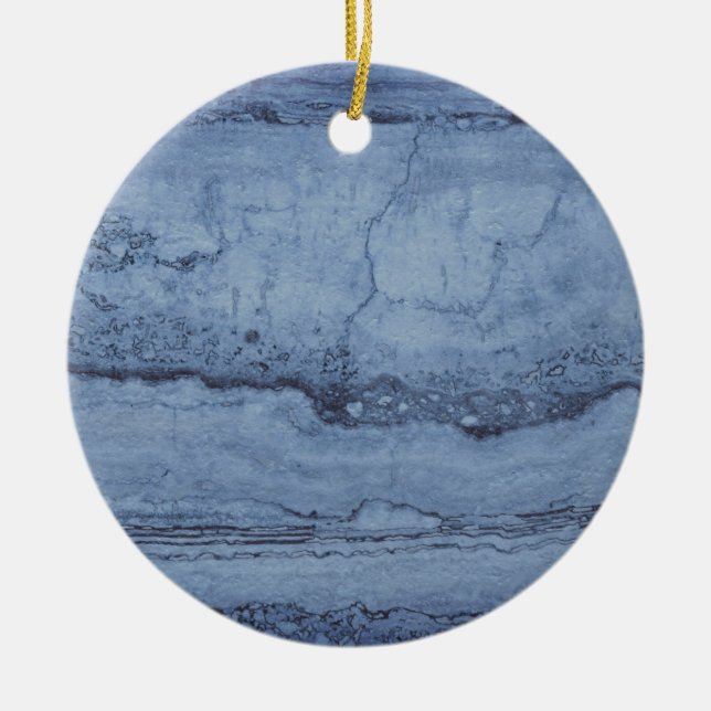 Misty Blue abstract Granite marble pattern  Ceramic Ornament (Front)