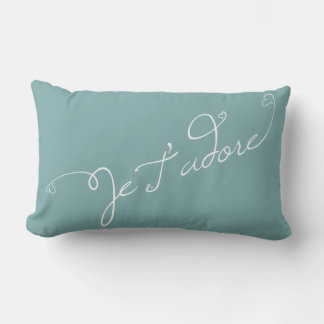 Misty Blue Je T Adore French Phrase I Adore You Lumbar Pillow