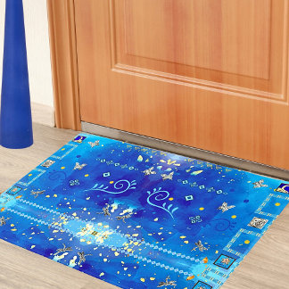 Misty Blue Mexican Art Luxury Decor  Doormat