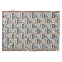 Misty Blue Modern Boho Arches Throw Blanket