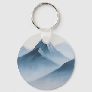 Misty Blue Mountain Peaks Keychain