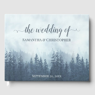 Misty Blue Mountains & Pines Rustic Wedding Guest Book