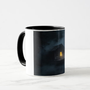 Misty Cabin Mug - Dark Foggy Lake House Night Cera