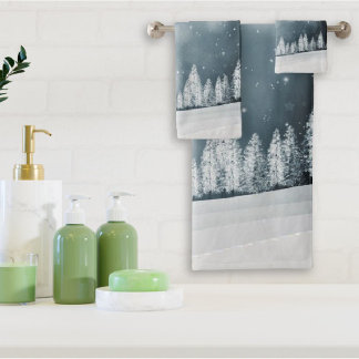 Misty Christmas Mountains and Trees Towel bath Set