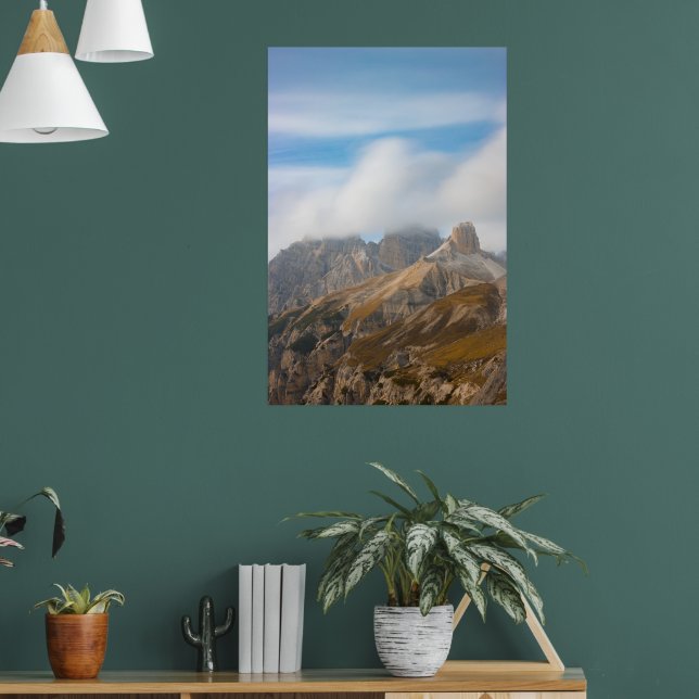 Misty clouds over the autumn orange dolomites poster (Living Room 1)