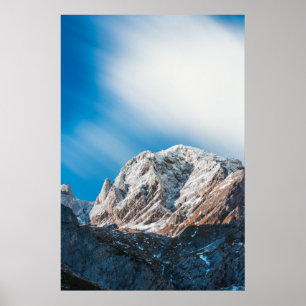 Misty clouds over the mountains poster