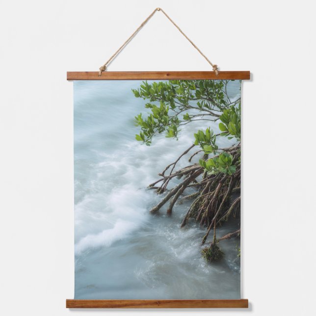Misty Coastal Tree Watercolor Tapestry (Front)