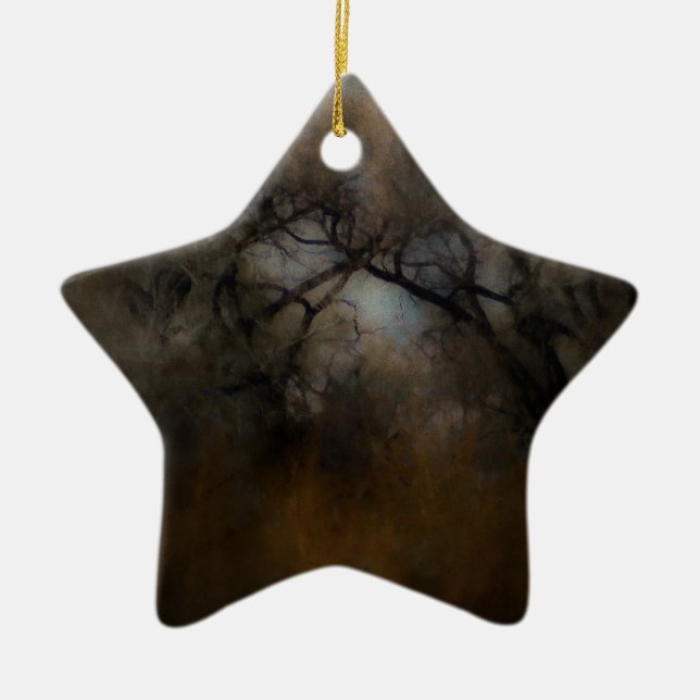 Misty Cottonwoods Ceramic Ornament (Front)
